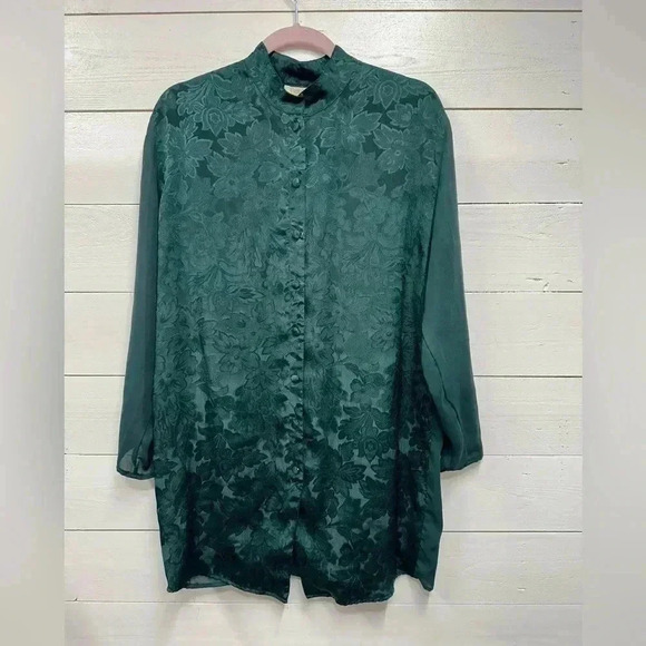 Victorias Secret Gold Label • Vintage‎ Army Green Blouse • Size small - Picture 1 of 6